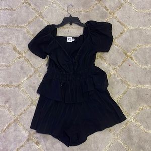 Preppy black ruffle dress
